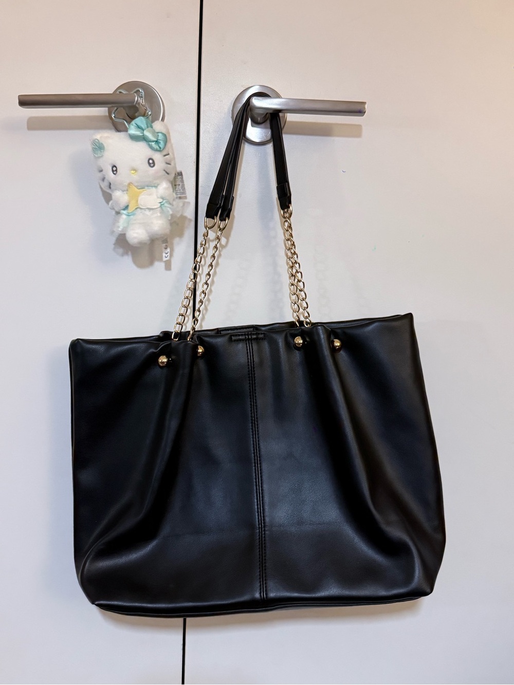 Black Chain-Handle Tote Bag